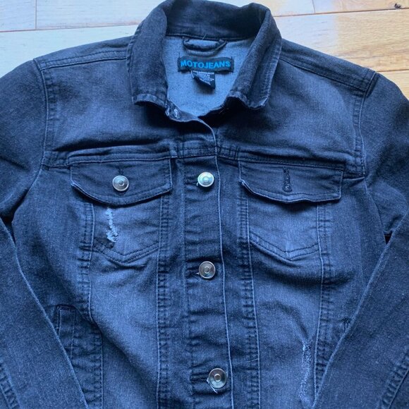 MOTO Jeans Black Denim Jacket | Women’s Size Small | Classic Trucker Style - Picture 3 of 8
